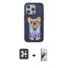 MARSİLYAN™- iPhone 15 Pro Max Kılıf İz Minimal Koleksiyonu - Siyah Bilvis 3D Mat Cam Ekran Koruyucu + PVD Metal Kamera Lens - GI