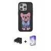 MARSİLYAN™- iPhone 15 Pro Max Kılıf İz Minimal Koleksiyonu - Siyah Bilvis 5in1 3D Magic Cam Ekran Koruyucu + Raze Metal Kamera Lens - LT