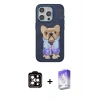 MARSİLYAN™- iPhone 15 Pro Max Kılıf İz Minimal Koleksiyonu - Siyah Bilvis 5in1 3D Magic Cam Ekran Koruyucu + Turuncu PVD Metal Kamera Lens