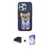 MARSİLYAN™- iPhone 15 Pro Max Kılıf İz Minimal Koleksiyonu - Siyah Bilvis 5in1 3D Magic Cam Ekran Koruyucu + Raze Metal Kamera Lens - LT