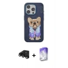 MARSİLYAN™- iPhone 15 Pro Max Kılıf İz Minimal Koleksiyonu - Siyah Bilvis 5in1 3D Magic Cam Ekran Koruyucu + Raze Metal Kamera Lens - SH