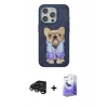 MARSİLYAN™- iPhone 15 Pro Max Kılıf İz Minimal Koleksiyonu - Siyah Bilvis 5in1 5D Magic Hayalet Cam Ekran Koruyucu + Raze Metal Kamera Lens - TMGI