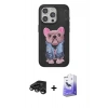 MARSİLYAN™- iPhone 15 Pro Max Kılıf İz Minimal Koleksiyonu - Siyah Bilvis 5in1 5D Magic Hayalet Cam Ekran Koruyucu + Raze Metal Kamera Lens - TMGI