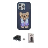 MARSİLYAN™- iPhone 15 Pro Max Kılıf İz Minimal Koleksiyonu - Siyah Bilvis Hayalet Cam Ekran Koruyucu + Raze Metal Kamera Lens - LT