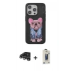 MARSİLYAN™- iPhone 15 Pro Max Kılıf İz Minimal Koleksiyonu - Siyah Bilvis Hayalet Cam Ekran Koruyucu + Raze Metal Kamera Lens - GS