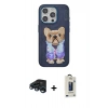 MARSİLYAN™- iPhone 15 Pro Max Kılıf İz Minimal Koleksiyonu - Siyah Bilvis Hayalet Cam Ekran Koruyucu + Raze Metal Kamera Lens - LT