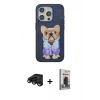 MARSİLYAN™- iPhone 15 Pro Max Kılıf İz Minimal Koleksiyonu - Siyah Bilvis Hayalet Cam Ekran Koruyucu + Raze Metal Kamera Lens - SH