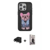 MARSİLYAN™- iPhone 15 Pro Max Kılıf İz Minimal Koleksiyonu - Siyah Bilvis Hayalet Cam Ekran Koruyucu + Raze Metal Kamera Lens - SH
