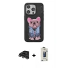 MARSİLYAN™- iPhone 15 Pro Max Kılıf İz Minimal Koleksiyonu - Siyah Bilvis Hayalet Cam Ekran Koruyucu + Raze Metal Kamera Lens - TMGI
