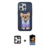 MARSİLYAN™- iPhone 15 Pro Max Kılıf İz Minimal Koleksiyonu - Siyah Buffer Hayalet Cam Ekran Koruyucu + PVD Metal Kamera Lens - GS