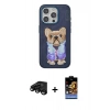 MARSİLYAN™- iPhone 15 Pro Max Kılıf İz Minimal Koleksiyonu - Siyah Buffer Hayalet Cam Ekran Koruyucu + Raze Metal Kamera Lens - SH