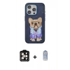 MARSİLYAN™- iPhone 15 Pro Max Kılıf İz Minimal Koleksiyonu - Siyah Joko Magic 5D Cam + PVD Metal Kamera Lens - TU