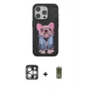 MARSİLYAN™- iPhone 15 Pro Max Kılıf İz Minimal Koleksiyonu - Siyah Joko Magic 5D Hayalet Cam + PVD Metal Kamera Lens - GS