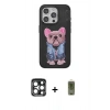 MARSİLYAN™- iPhone 15 Pro Max Kılıf İz Minimal Koleksiyonu - Siyah Joko Magic 5D Hayalet Cam + PVD Metal Kamera Lens - LT