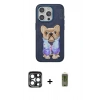 MARSİLYAN™- iPhone 15 Pro Max Kılıf İz Minimal Koleksiyonu - Siyah Joko Magic 5D Hayalet Cam + PVD Metal Kamera Lens - LT