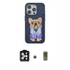 MARSİLYAN™- iPhone 15 Pro Max Kılıf İz Minimal Koleksiyonu - Siyah Joko Magic 5D Hayalet Cam + PVD Metal Kamera Lens - TU