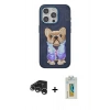 MARSİLYAN™- iPhone 15 Pro Max Kılıf İz Minimal Koleksiyonu - Siyah Polymer Nano Ekran Koruyucu + Raze Metal Kamera Lens - GS