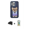 MARSİLYAN™- iPhone 15 Pro Max Kılıf İz Minimal Koleksiyonu - Siyah Polymer Nano Ekran Koruyucu + Raze Metal Kamera Lens - SH