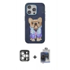 MARSİLYAN™- iPhone 15 Pro Max Kılıf İz Minimal Koleksiyonu - Siyah Vanessa Magic Cam + PVD Metal Kamera Lens - GS