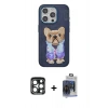 MARSİLYAN™- iPhone 15 Pro Max Kılıf İz Minimal Koleksiyonu - Siyah Vanessa Magic Cam + PVD Metal Kamera Lens - LT