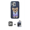 MARSİLYAN™- iPhone 15 Pro Max Kılıf İz Minimal Koleksiyonu - Siyah Vanessa Magic Cam + PVD Metal Kamera Lens - GI