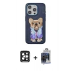 MARSİLYAN™- iPhone 15 Pro Max Kılıf İz Minimal Koleksiyonu - Siyah Vanessa Magic Cam + PVD Metal Kamera Lens - SH