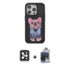 MARSİLYAN™- iPhone 15 Pro Max Kılıf İz Minimal Koleksiyonu - Siyah Vanessa Magic Cam + PVD Metal Kamera Lens - SH