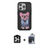 MARSİLYAN™- iPhone 15 Pro Max Kılıf İz Minimal Koleksiyonu - Siyah Vanessa Magic Cam + PVD Metal Kamera Lens - TU