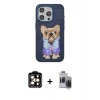 MARSİLYAN™- iPhone 15 Pro Max Kılıf İz Minimal Koleksiyonu - Siyah Vanessa Magic Hayalet Cam + PVD Metal Kamera Lens - TU