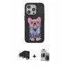 MARSİLYAN™- iPhone 15 Pro Max Kılıf İz Minimal Koleksiyonu - Siyah Vanessa Magic Hayalet Cam + Raze Metal Kamera Lens - LT