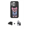 MARSİLYAN™- iPhone 15 Pro Max Kılıf İz Minimal Koleksiyonu - Siyah Vanessa Magic Hayalet Cam + Raze Metal Kamera Lens - TMGI