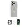 MARSİLYAN™- iPhone 15 Pro Max Kılıf Kıvılcım Asil Özel Seri - Şeffaf 360 Full Body Arka Koruyucu + PVD Metal Kamera Lens - GS