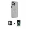 MARSİLYAN™- iPhone 15 Pro Max Kılıf Kıvılcım Asil Özel Seri - Şeffaf 360 Full Body Arka Koruyucu + PVD Metal Kamera Lens - GI