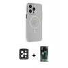 MARSİLYAN™- iPhone 15 Pro Max Kılıf Kıvılcım Asil Özel Seri - Şeffaf 360 Full Body Arka Koruyucu + PVD Metal Kamera Lens - SH