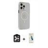 MARSİLYAN™- iPhone 15 Pro Max Kılıf Kıvılcım Asil Özel Seri - Şeffaf Pasifik Cam Ekran Koruyucu + PVD Metal Kamera Lens - TU