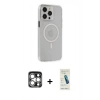 MARSİLYAN™- iPhone 15 Pro Max Kılıf Kıvılcım Asil Özel Seri - Şeffaf Pasifik Cam Ekran Koruyucu + PVD Metal Kamera Lens - GS