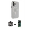 MARSİLYAN™- iPhone 15 Pro Max Kılıf Kıvılcım Asil Özel Seri - Siyah 360 Mat Full Body Arka Koruyucu + PVD Metal Kamera Lens - TU