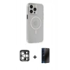 MARSİLYAN™- iPhone 15 Pro Max Kılıf Kıvılcım Asil Özel Seri - Siyah 3D Antistatik Hayalet Cam Ekran Koruyucu + PVD Metal Kamera Lens - GS