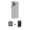 MARSİLYAN™- iPhone 15 Pro Max Kılıf Kıvılcım Asil Özel Seri - Siyah 3D Antistatik Hayalet Cam Ekran Koruyucu + PVD Metal Kamera Lens - SH