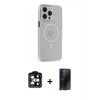 MARSİLYAN™- iPhone 15 Pro Max Kılıf Kıvılcım Asil Özel Seri - Siyah 3D Antistatik Hayalet Cam Ekran Koruyucu + Turuncu PVD Metal Kamera Lens