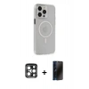 MARSİLYAN™- iPhone 15 Pro Max Kılıf Kıvılcım Asil Özel Seri - Siyah 3D Antistatik Hayalet Cam Ekran Koruyucu + PVD Metal Kamera Lens - LT