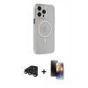 MARSİLYAN™- iPhone 15 Pro Max Kılıf Kıvılcım Asil Özel Seri - Siyah 3D Antistatik Mat Seramik Nano Ekran Koruyucu + Raze Metal Kamera Lens - TMGI