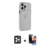 MARSİLYAN™- iPhone 15 Pro Max Kılıf Kıvılcım Asil Özel Seri - Siyah 3D Antistatik Mat Seramik Nano Ekran Koruyucu + PVD Metal Kamera Lens - SH