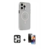 MARSİLYAN™- iPhone 15 Pro Max Kılıf Kıvılcım Asil Özel Seri - Siyah 3D Antistatik Mat Seramik Nano Ekran Koruyucu + PVD Metal Kamera Lens - GS