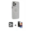 MARSİLYAN™- iPhone 15 Pro Max Kılıf Kıvılcım Asil Özel Seri - Siyah 3D Antistatik Mat Seramik Nano Ekran Koruyucu + PVD Metal Kamera Lens - LT