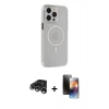 MARSİLYAN™- iPhone 15 Pro Max Kılıf Kıvılcım Asil Özel Seri - Siyah 3D Antistatik Mat Seramik Nano Ekran Koruyucu + Raze Metal Kamera Lens - GS