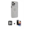 MARSİLYAN™- iPhone 15 Pro Max Kılıf Kıvılcım Asil Özel Seri - Siyah 3D Antistatik Mat Seramik Nano Ekran Koruyucu + PVD Metal Kamera Lens - GI