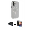 MARSİLYAN™- iPhone 15 Pro Max Kılıf Kıvılcım Asil Özel Seri - Siyah 3D Antistatik Mat Seramik Nano Ekran Koruyucu + Raze Metal Kamera Lens - LT
