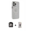 MARSİLYAN™- iPhone 15 Pro Max Kılıf Kıvılcım Asil Özel Seri - Siyah Bilvis 3D Cam Ekran Koruyucu + PVD Metal Kamera Lens - TU