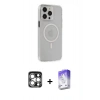 MARSİLYAN™- iPhone 15 Pro Max Kılıf Kıvılcım Asil Özel Seri - Siyah Bilvis 5in1 3D Magic Cam Ekran Koruyucu + PVD Metal Kamera Lens - GS